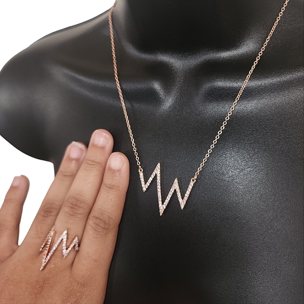Tracilynn Rose Gold Heartbeat Jewelry Set